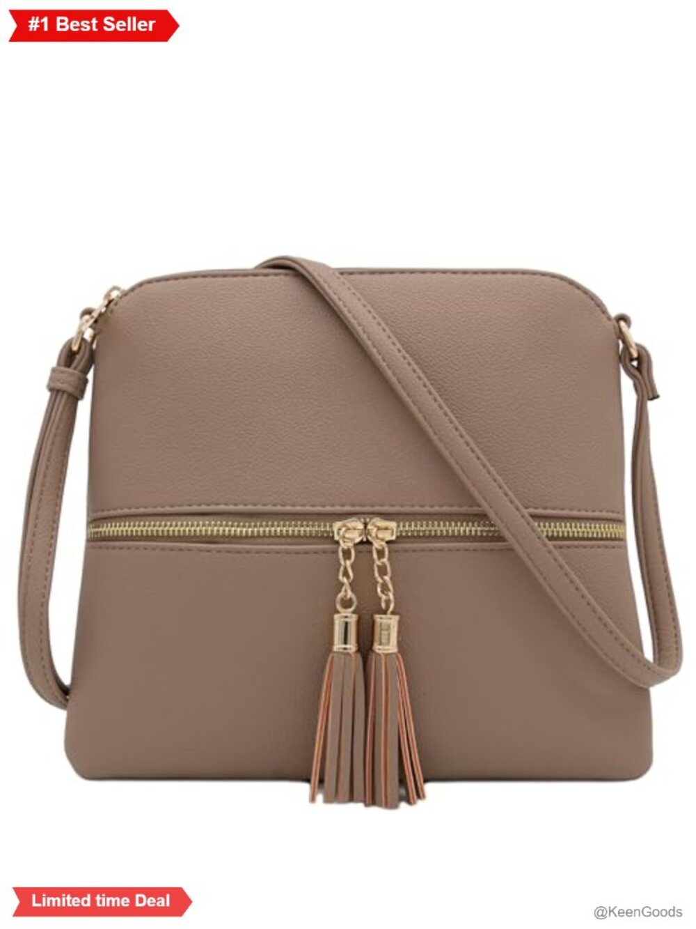 Faux Leather Lightweight Medium Crossbody Bag Tassel Adjustable